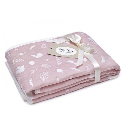 Плед детский для новорожденных на кровать покрывало Perina Toys цвет розовый форест