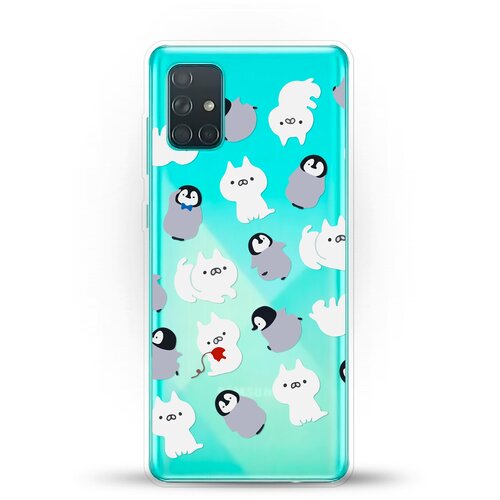 фото Силиконовый чехол котики и пингвины на samsung galaxy a71 andy & paul