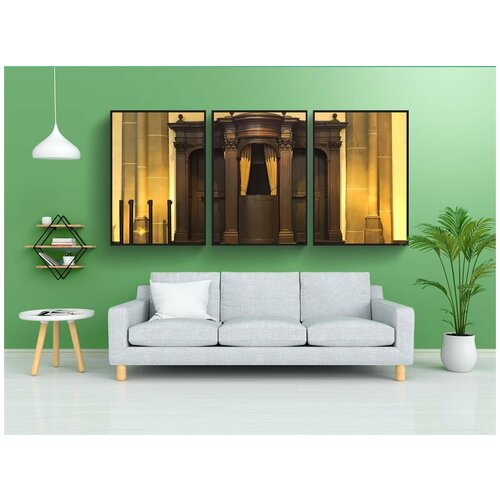 фото Набор модулных постеров для интерьера "церковь, конфессиональная, исповедь" 60x90 см. в тубусе, без рамки lotsprints