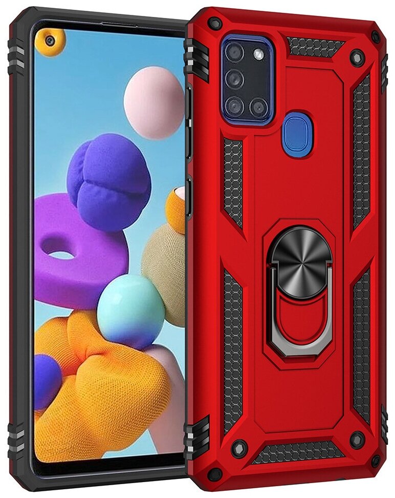 Чехол-бампер MyPads для Samsung Galaxy A21s SM-A217F (2020) противоударный усиленный ударопрочный красный