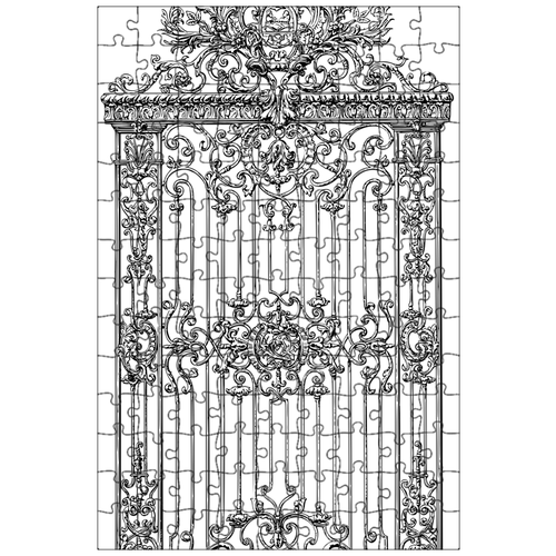 фото Магнитный пазл 27x18см."винтаж, ворота, штриховая графика" на холодильник lotsprints