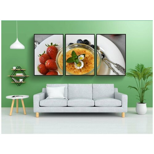 фото Набор модулных постеров для интерьера "крем, молочный крем, клубника" 60x90 см. в тубусе, без рамки lotsprints