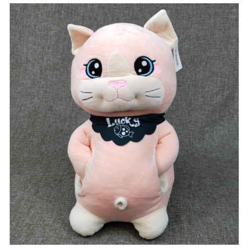 фото Мягкая игрушка кот lucky розовый, с карманами 35 см нет бренда