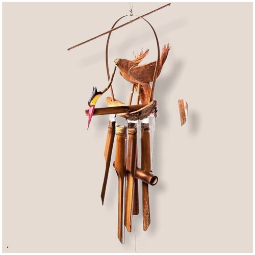 Подвесное украшение Музыка ветра Аист 6 трубок Бамбук (Индонезия) VITTOVAR