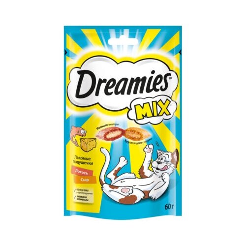 Dreamies Лакомство Dreamies MIX для взрослых кошек с лососем и сыром 60г 10222407 10236787 0,06 кг 44663 (10 шт)
