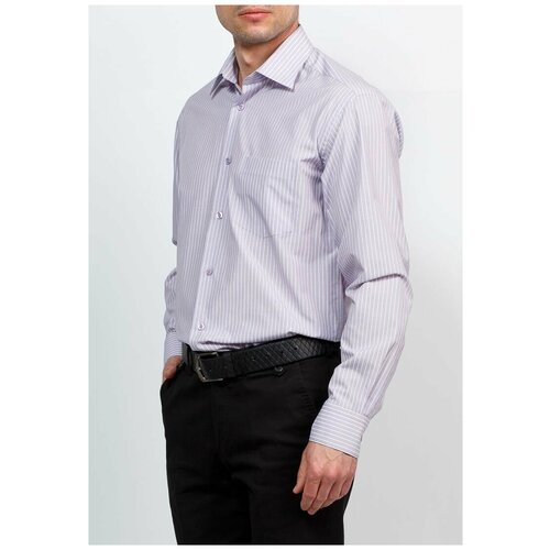 фото Рубашка мужская длинный рукав casino c771/1/743, прямой силуэт / сlassic fit, цвет сиреневый, рост 174-184, размер ворота 39
