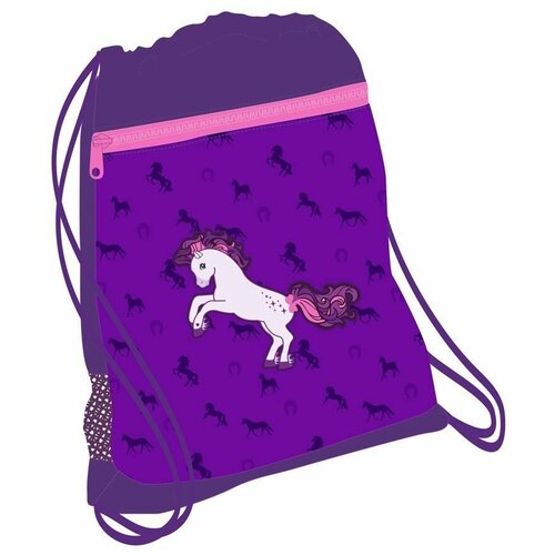 фото Мешок-рюкзак для обуви belmil horse purple, с вент. сеткой и объем. карм. на молн., 35х43 см