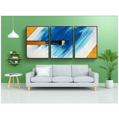 фото Набор модулных постеров для интерьера "краска, синий, стол" 60x90 см. в тубусе, без рамки lotsprints