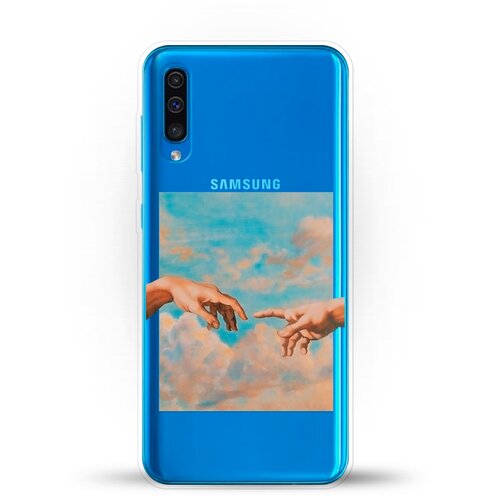 эко чехол олень с птичками графика черная на samsung galaxy a50 самсунг галакси а50 Силиконовый чехол Искусство на Samsung Galaxy A50