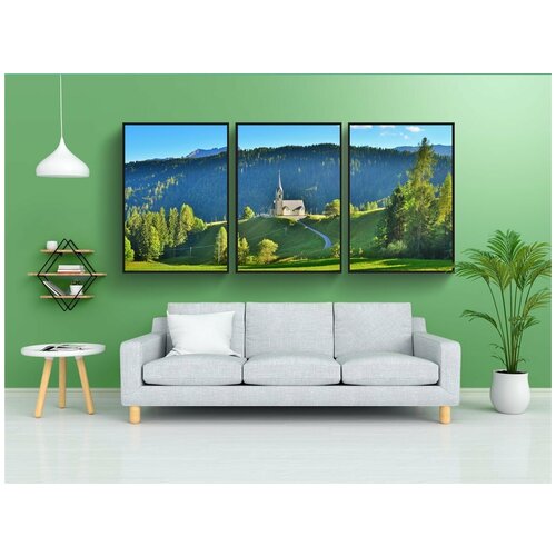 фото Набор модулных постеров для интерьера "sauris, гора, церковь" 60x90 см. в тубусе, без рамки lotsprints