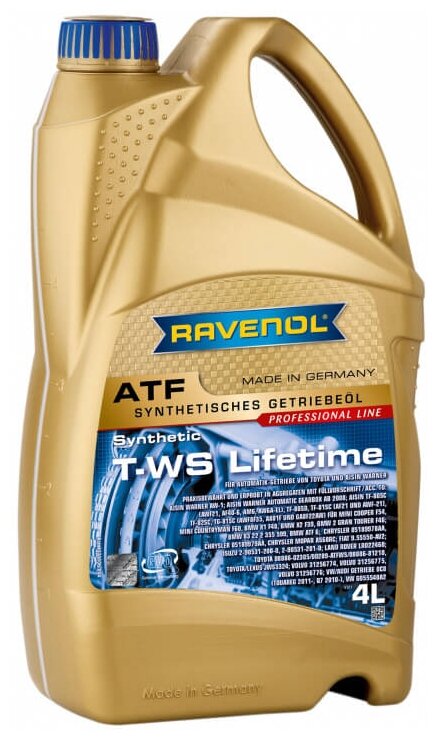Масло трансмиссионное RAVENOL ATF T-WS Lifetime 4л (4014835743397)