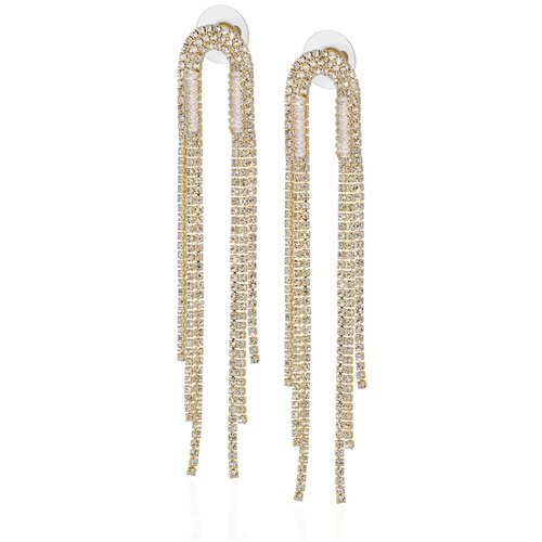 женские длинные серьги кисточки из серебра 925 пробы Серьги с подвесками LIGHT NIGHT, кристалл, золотой
