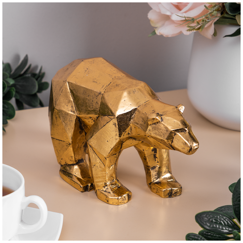 Статуэтка из мрамора Bogacho Медведь Шейп золотого цвета
