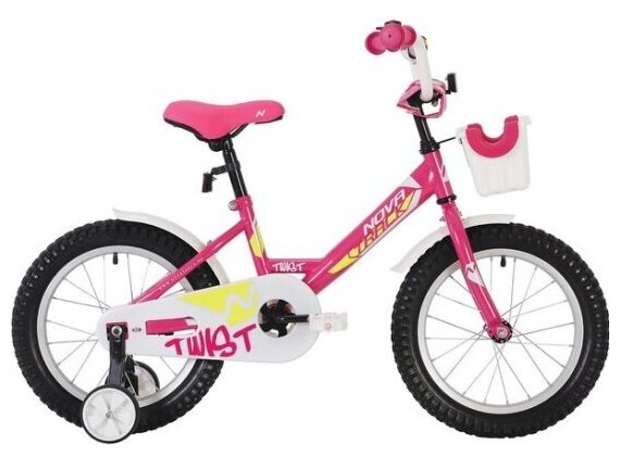 Велосипед NOVATRACK 20" TWIST розовый, тормоз ножной, крылья короткие, корзина, защита А-тип / детский велосипед
