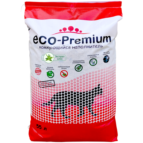 Комкующийся наполнитель ECO-Premium Алоэ 55 л