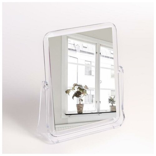 зеркало bic 0245f 4 настольное кругл 2 стор 2 кр увелич d 12 см Зеркало настольное с увеличением, зеркальная поверхность 12 x 15 см, цвет прозрачный
