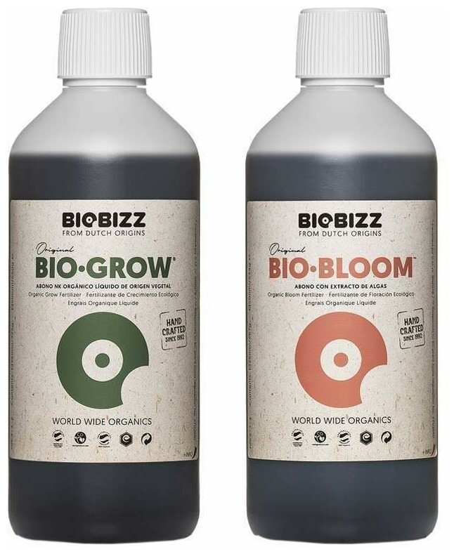Комплект удобрений BioBizz (Bio-Bloom + Bio-Grow) 2шт по 0,5л - фотография № 1