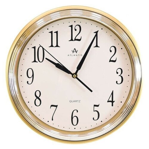 Настенные кварцевые часы с бесшумным механизмом / Часы в форме круга Atlantis для офиса, дома или дачи