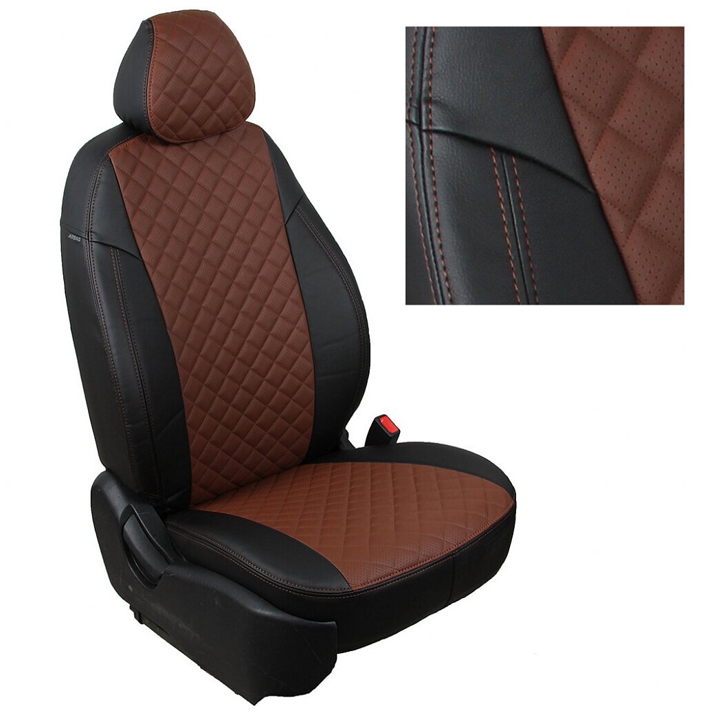 Чехлы на автомобильные сидения Автопилот для KIA Ceed II Hb / Wag 5-ти дв. с 12-18г. (Экокожа ромб, Черный + Темно-коричневый)