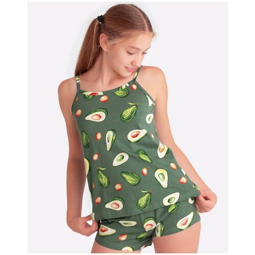 Пижама HappyFox, размер 140, зеленый шорты happyfox размер 140 зеленый