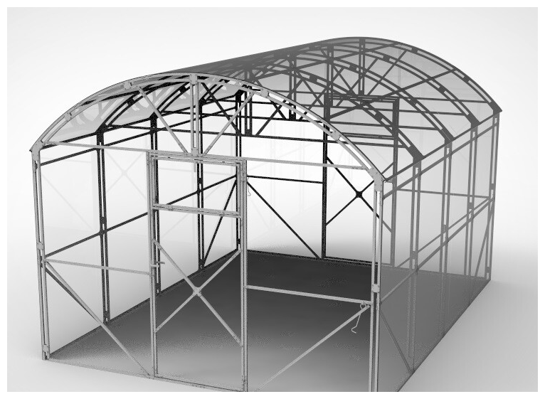 Теплица павильон 3x8х2,43 каркас оцинкованная, краб (шаг 1м)