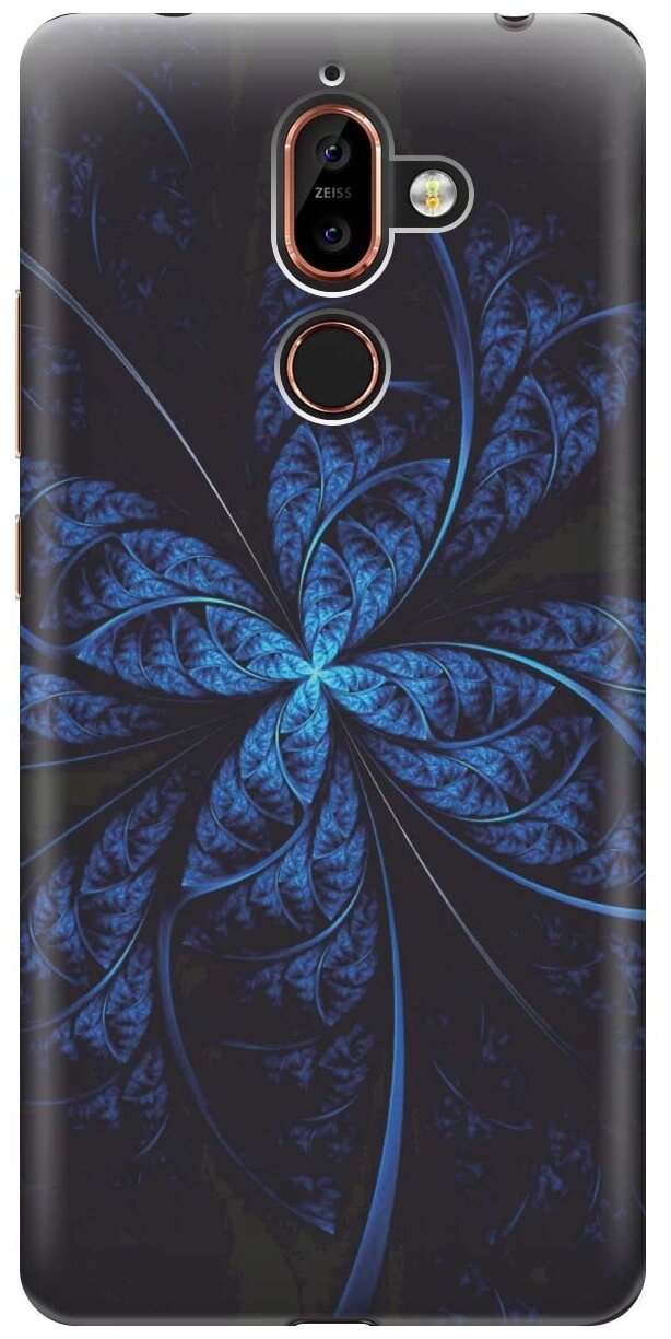 RE:PA Накладка Transparent для Nokia 7 Plus с принтом "Темно-синяя абстракция"