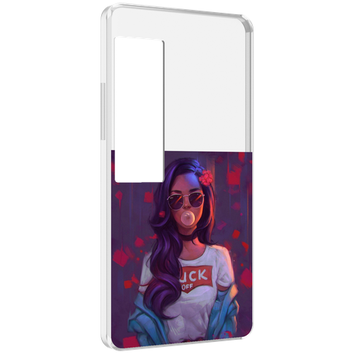 Чехол MyPads девушка-с-жвачкой женской для Meizu Pro 7 Plus задняя-панель-накладка-бампер