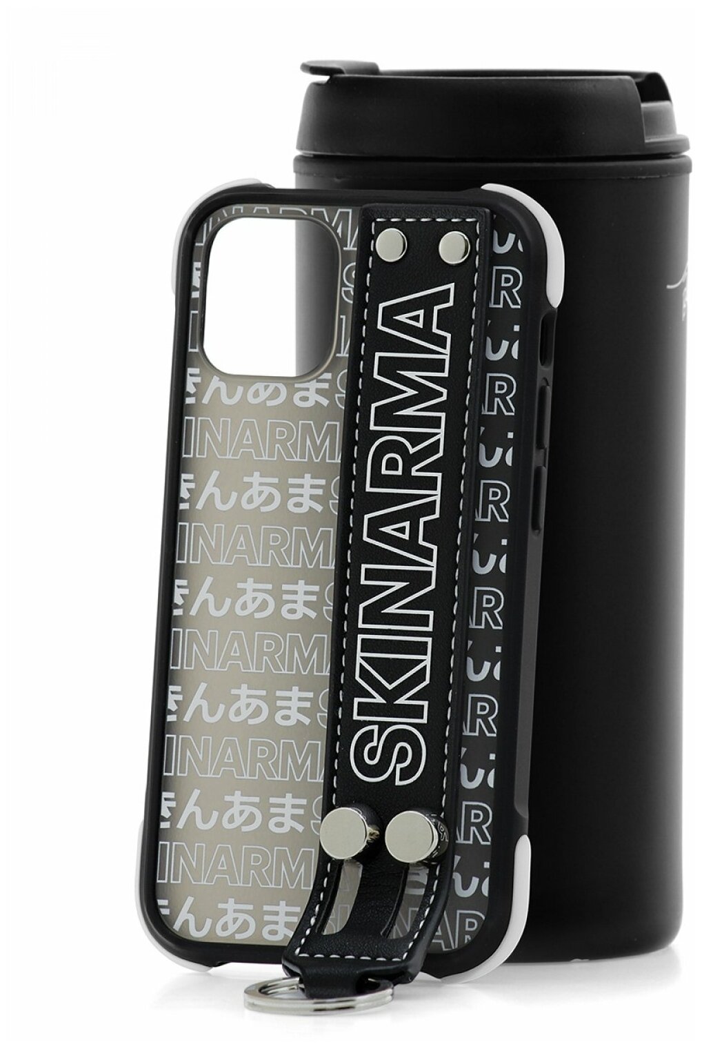 Чехол для iPhone 12 mini Skinarma Kotoba Black Strap противоударная пластиковая накладка с ремешком силиконовый бампер с рисуном кейс с подставкой