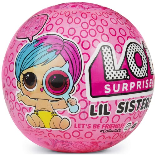 Кукла-сюрприз L.O.L. Surprise 4 Wave 2 Decoder Lil Sisters в шаре, 4 см 552161 темно-розовый lol surprise 4 декодер маленькие сестрички 4 серия 1 волна