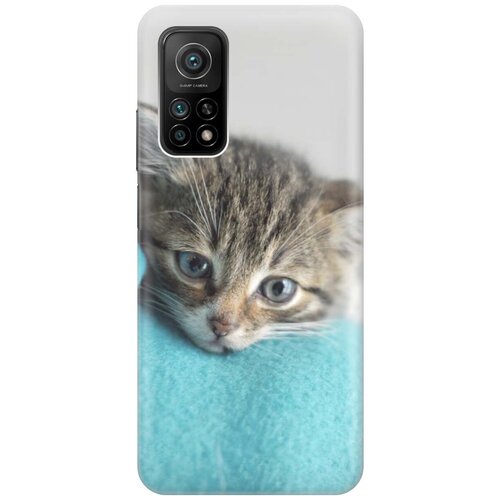 фото Ультратонкий силиконовый чехол-накладка для xiaomi mi 10t / mi 10t pro с принтом "котенок на пледе" gosso