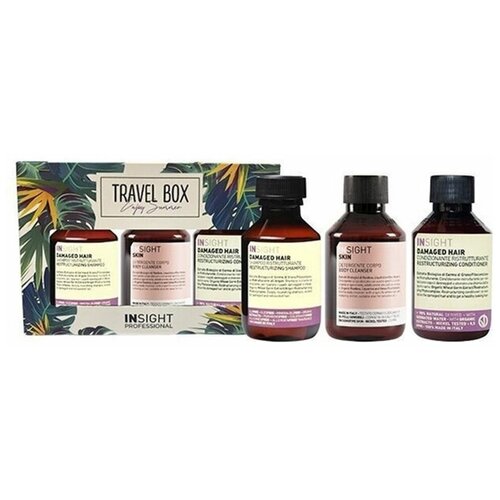 Набор Insight Professional Набор Travel Box Damaged Hair, Набор: шампунь, 100 мл + кондиционер, 100 мл + гель, 100 мл набор insight professional набор travel box damaged hair набор шампунь 100 мл кондиционер 100 мл гель 100 мл