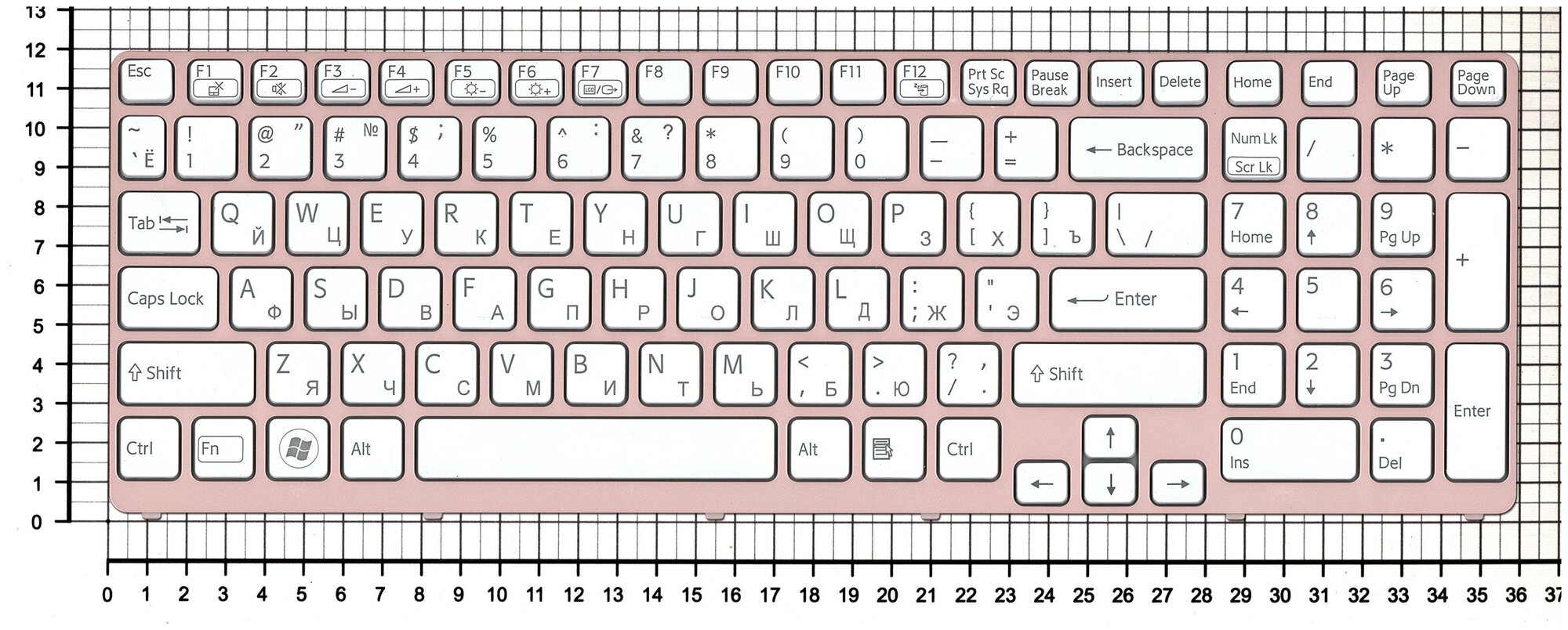 Клавиатура для ноутбука Sony Vaio SVE1712ACXB белая рамка розовая с подсветкой