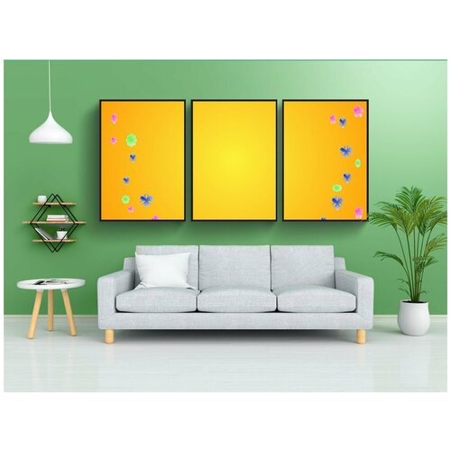 фото Набор модулных постеров для интерьера "задний план, цветок, обои на стену" 60x90 см. в тубусе, без рамки lotsprints