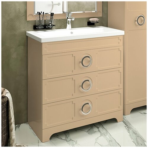 Тумба с раковиной Misty Лейла 80 с 3 ящ. песочная