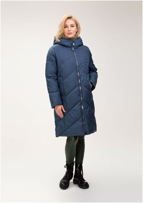 куртка  MFIN зимняя, средней длины, силуэт прямой, подкладка, размер 38(48RU), черный, синий