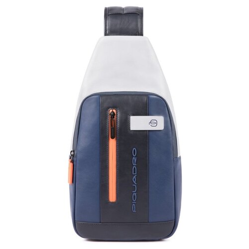 Рюкзак слинг PIQUADRO, фактура гладкая, серый, синий рюкзак с одной лямкой piquadro ca4827b2 n кожаный черный