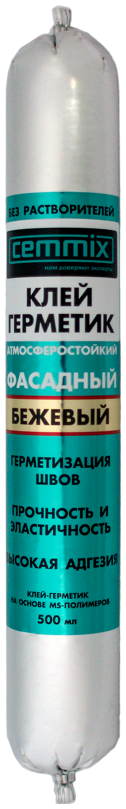 Клей-герметик фасадный гибридный Cemmix бежевый, 500 мл.