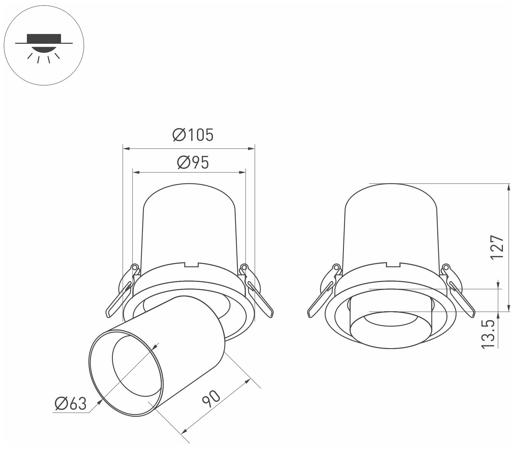 Светильник LTD-PULL-R100-10W Day4000 (WH, 24 deg, 230V) (Arlight, IP20 Металл, 5 лет) - фотография № 7