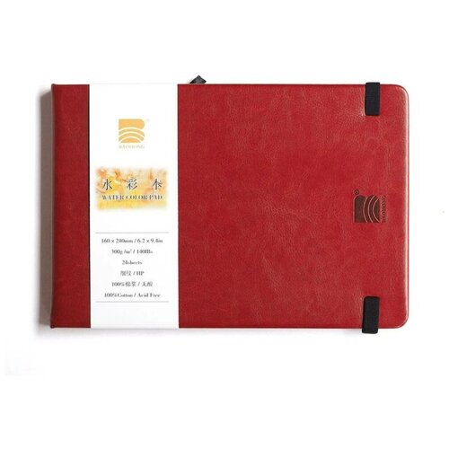 Скетчбук для акварели Baohong 16х24 см 24 л 300 г, хлопок, мелкозернистая