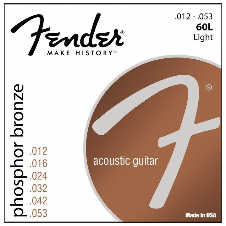 Струны для акустической гитары FENDER STRINGS NEW ACOUSTIC 60L PHOS BRONZE BALL 12-53 - фото №2