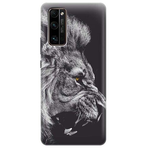 фото Ультратонкий силиконовый чехол-накладка для honor 30 pro+ с принтом "морда льва" gosso