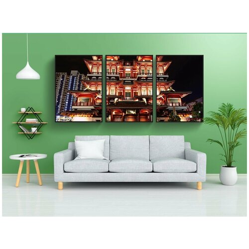 фото Набор модулных постеров для интерьера "храм реликвии зуба будды, сингапур, китайский квартал" 60x90 см. в тубусе, без рамки lotsprints