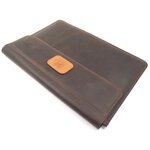 Кожаный Чехол - папка (конверт) J. Audmorr для Macbook (Macbook 13 Air/Pro), нат. кожа, ручная работа, черный рябчик, NewPort 13 Dark Chocolate - изображение