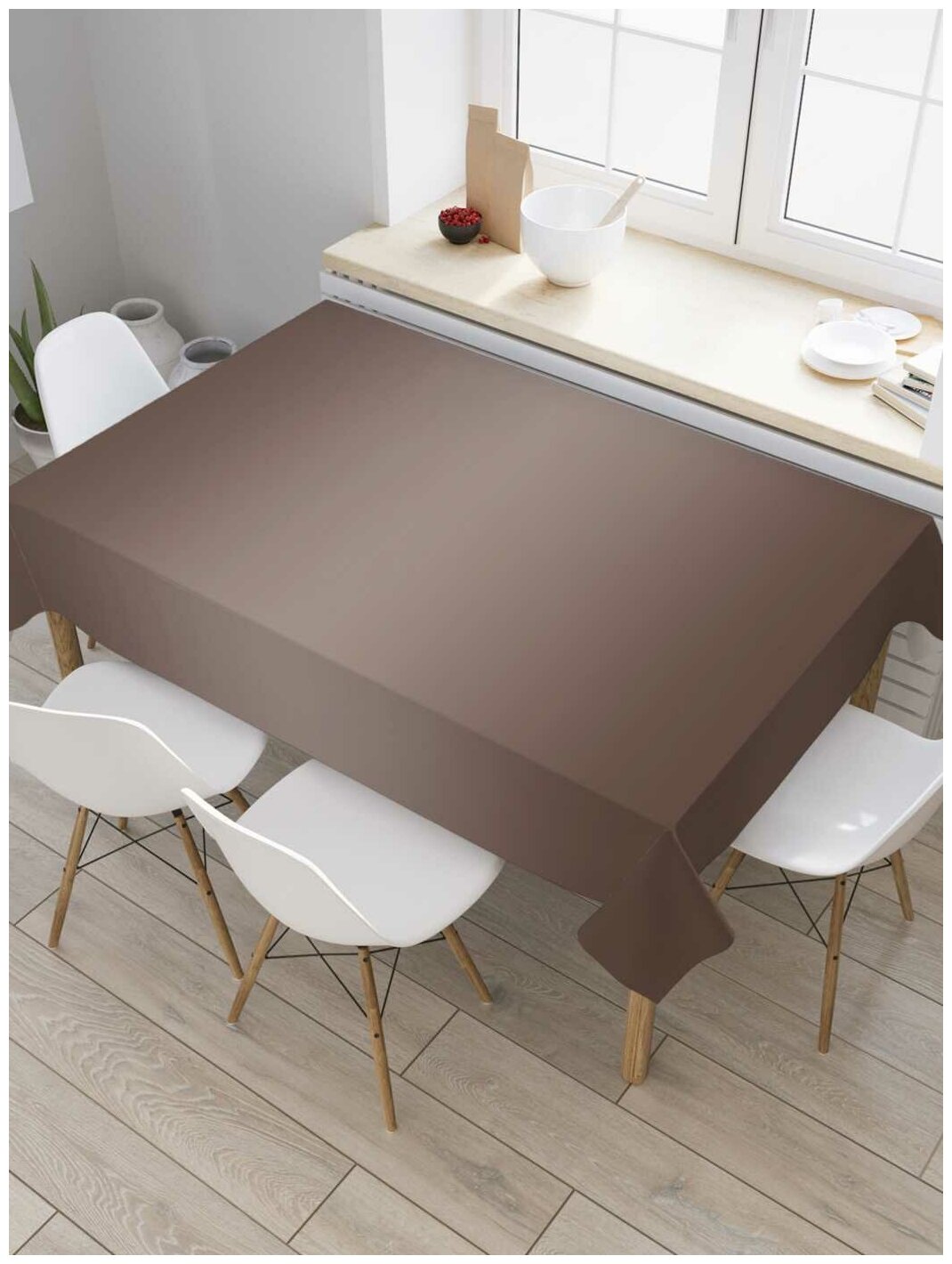Скатерть прямоугольная JoyArty на кухонный стол "Переход шоколад" из оксфорда, 120x145 см