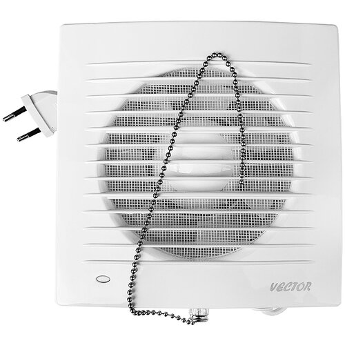 Вентилятор вытяжной Vector 150 В 150 мм воздухообмен 280м3ч 20 Вт выключатель белый 2090₽