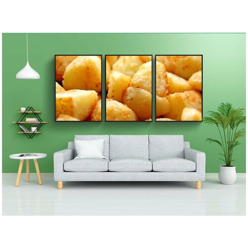 фото Набор модулных постеров для интерьера "картофель по-деревенски, жарить, картошка" 60x90 см. в тубусе, без рамки lotsprints