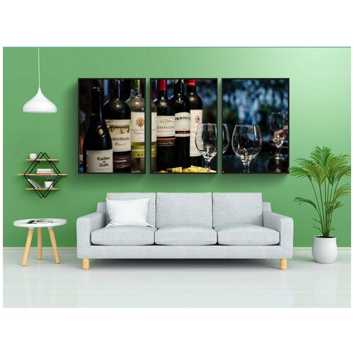 фото Набор модулных постеров для интерьера "вина, сыры, вино" 60x90 см. в тубусе, без рамки lotsprints
