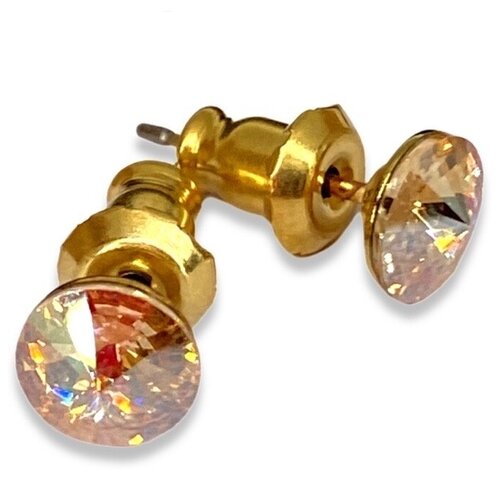 Серьги пусеты Amante crystal, кристаллы Swarovski, размер/диаметр 6 мм, золотой