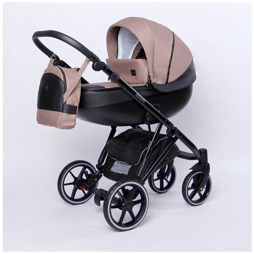 Коляска детская Peppy Zoom 2 в 1 (04) Black экокожа / Капучино ткань