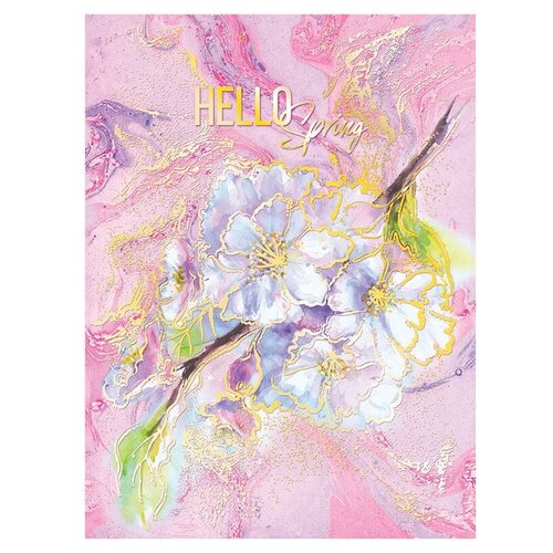 фото Тетрадь на кольцах а5, 160л., bg "hello spring", матовая ламинация, тиснение голографической фольгой